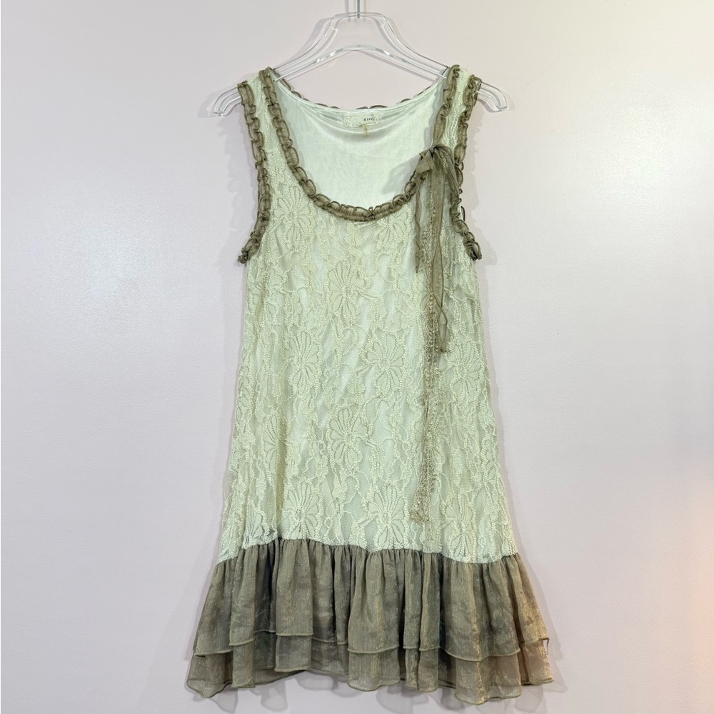 A'Reve Cream and Tan Lace Mini Dress